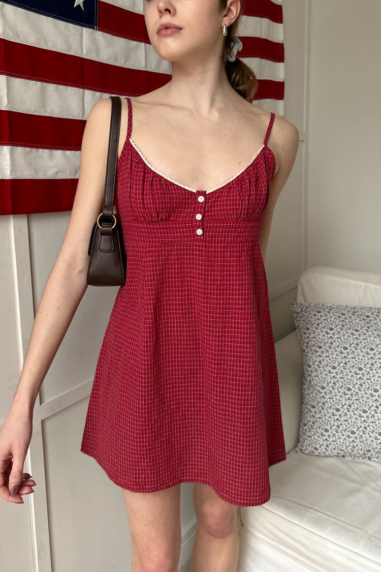 Arianna Plaid Dress | Red and White Plaid