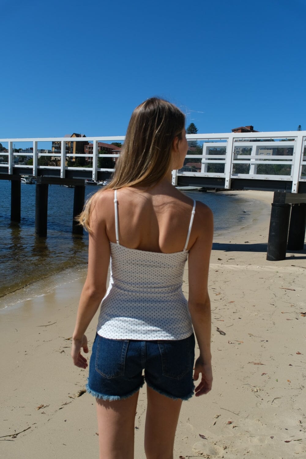 Anya Tank | White with Faded Black Polka Dots / XS/S