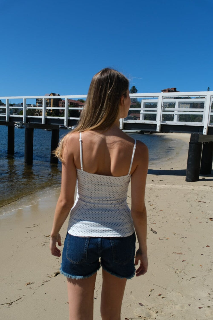 Anya Tank | White with Faded Black Polka Dots / XS/S