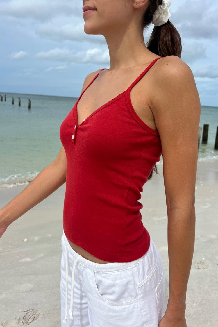 Lorene Button Top | Red / XS/S