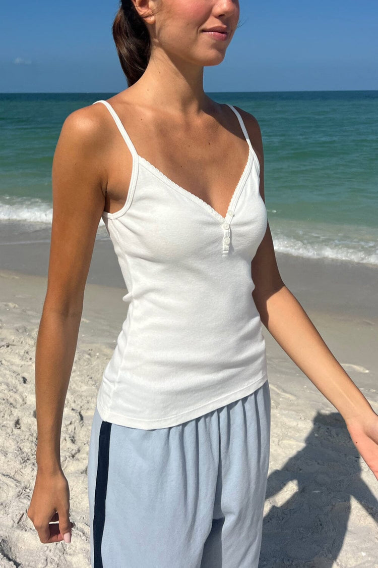 Lorene Button Top | White / XS/S