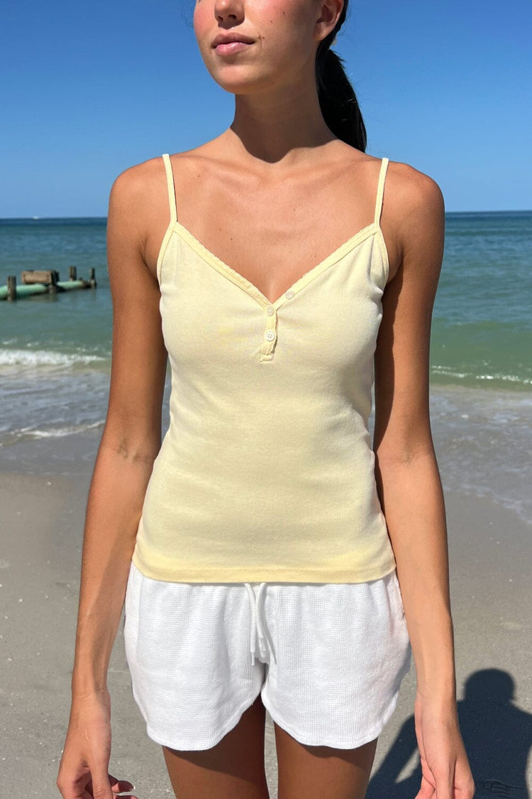 Lorene Button Top | Pastel Yellow / XS/S