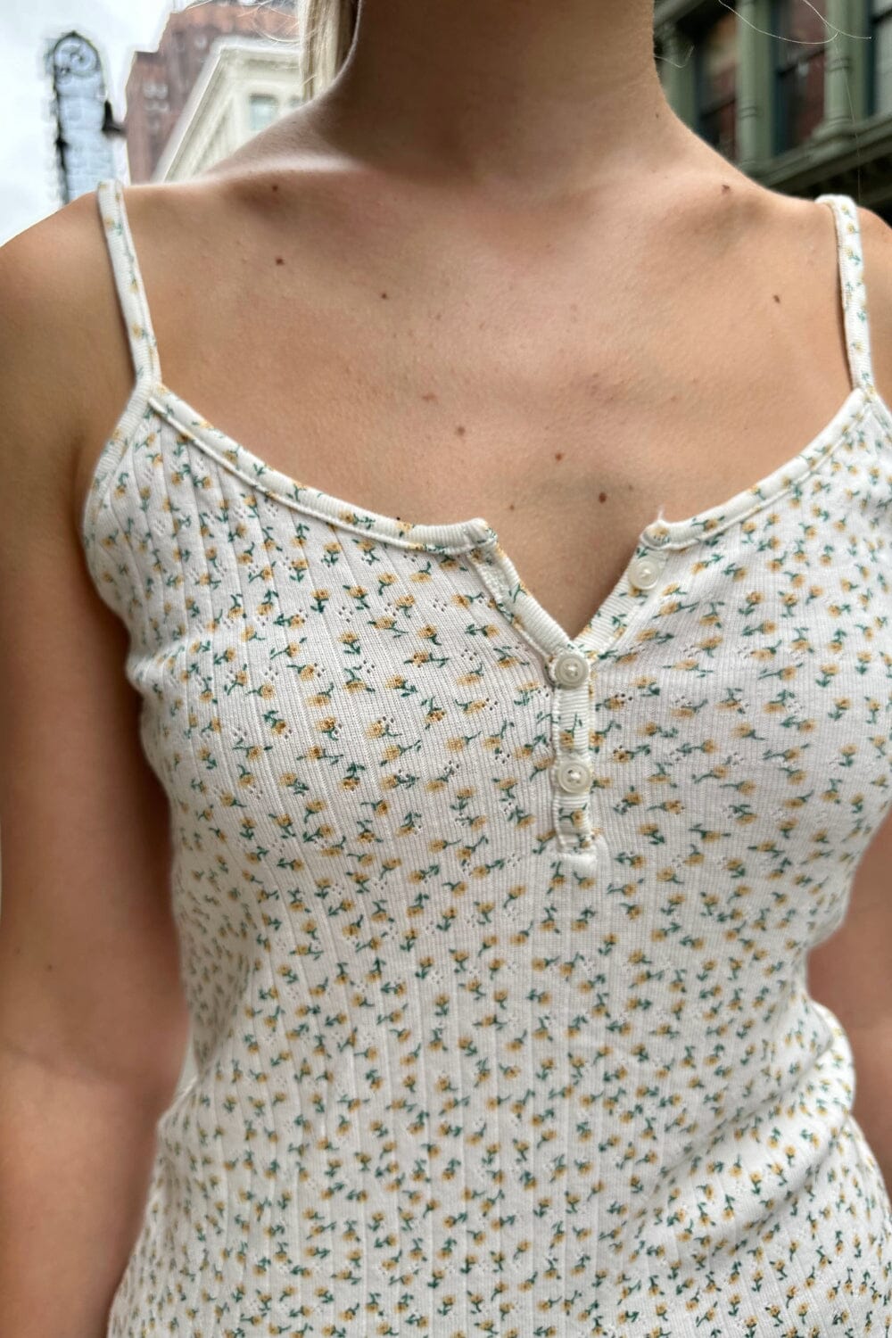 White with Peach Flowers / XS/S