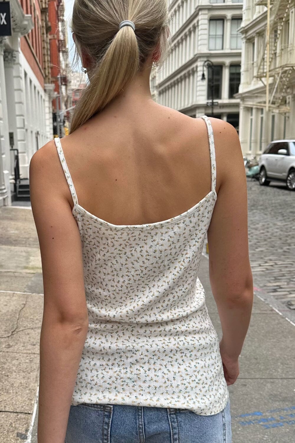White with Peach Flowers / XS/S