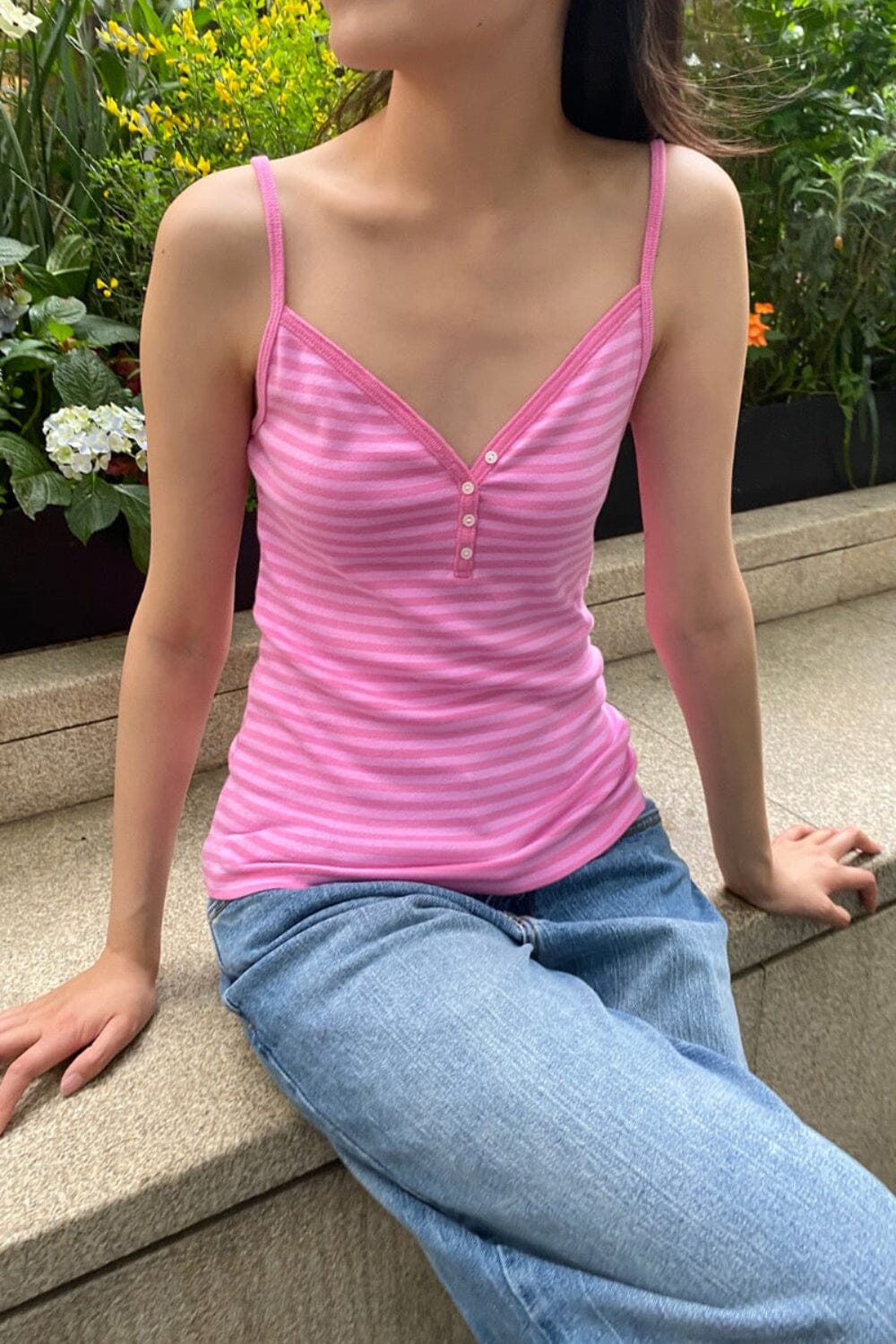 Lorene Striped Tank | Bubblegum Pink and Pink Stripes / XS/S