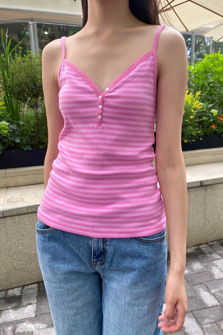 Lorene Striped Tank | Bubblegum Pink and Pink Stripes / XS/S