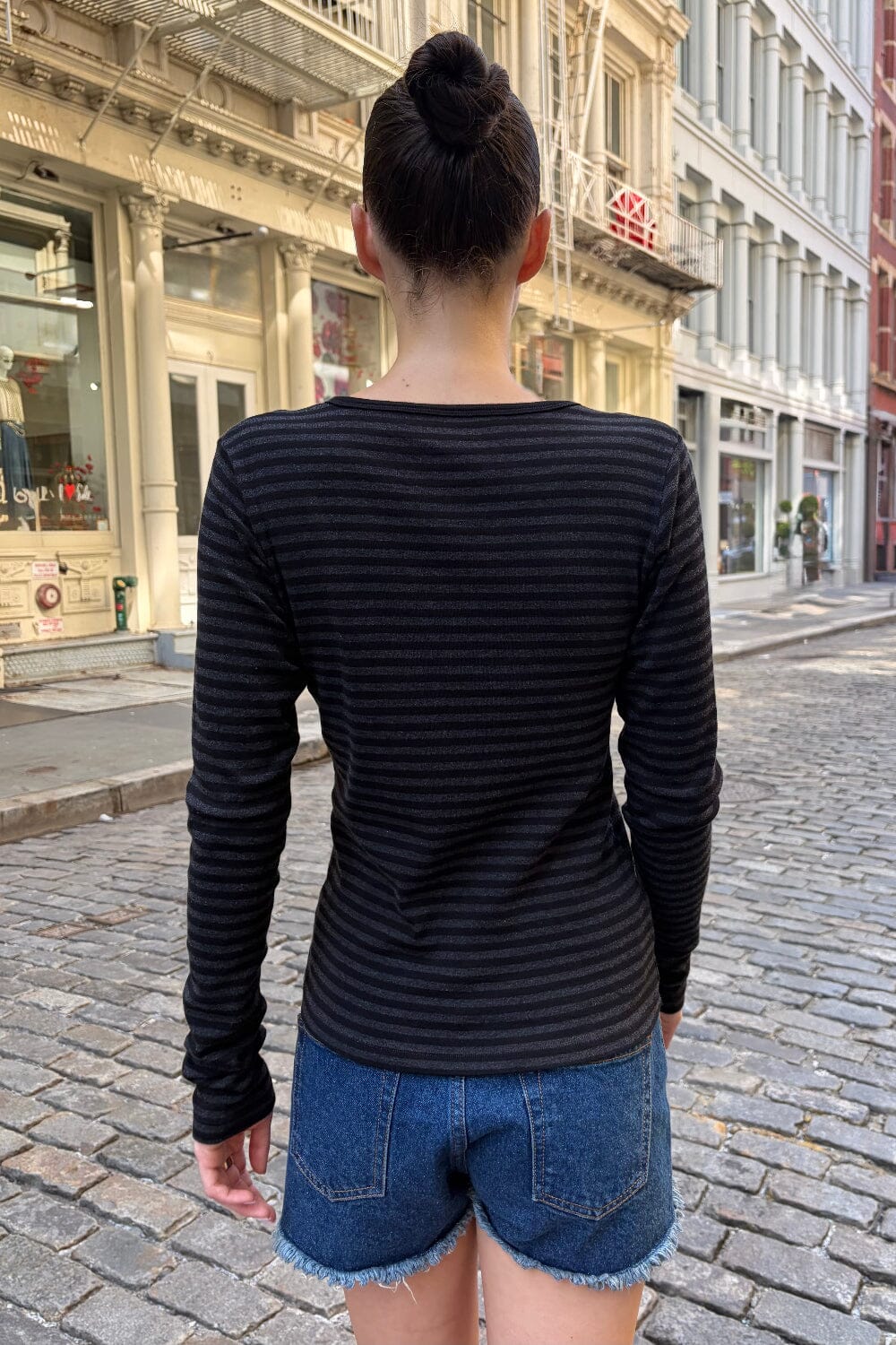 Leah Stripe Top | Dark Grey And Black Stripes / XS/S