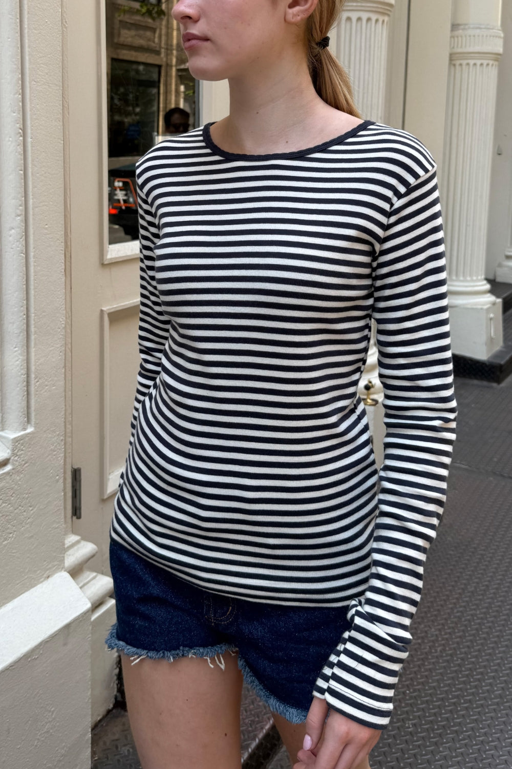 Navy Blue with Ivory Stripes / XS/S
