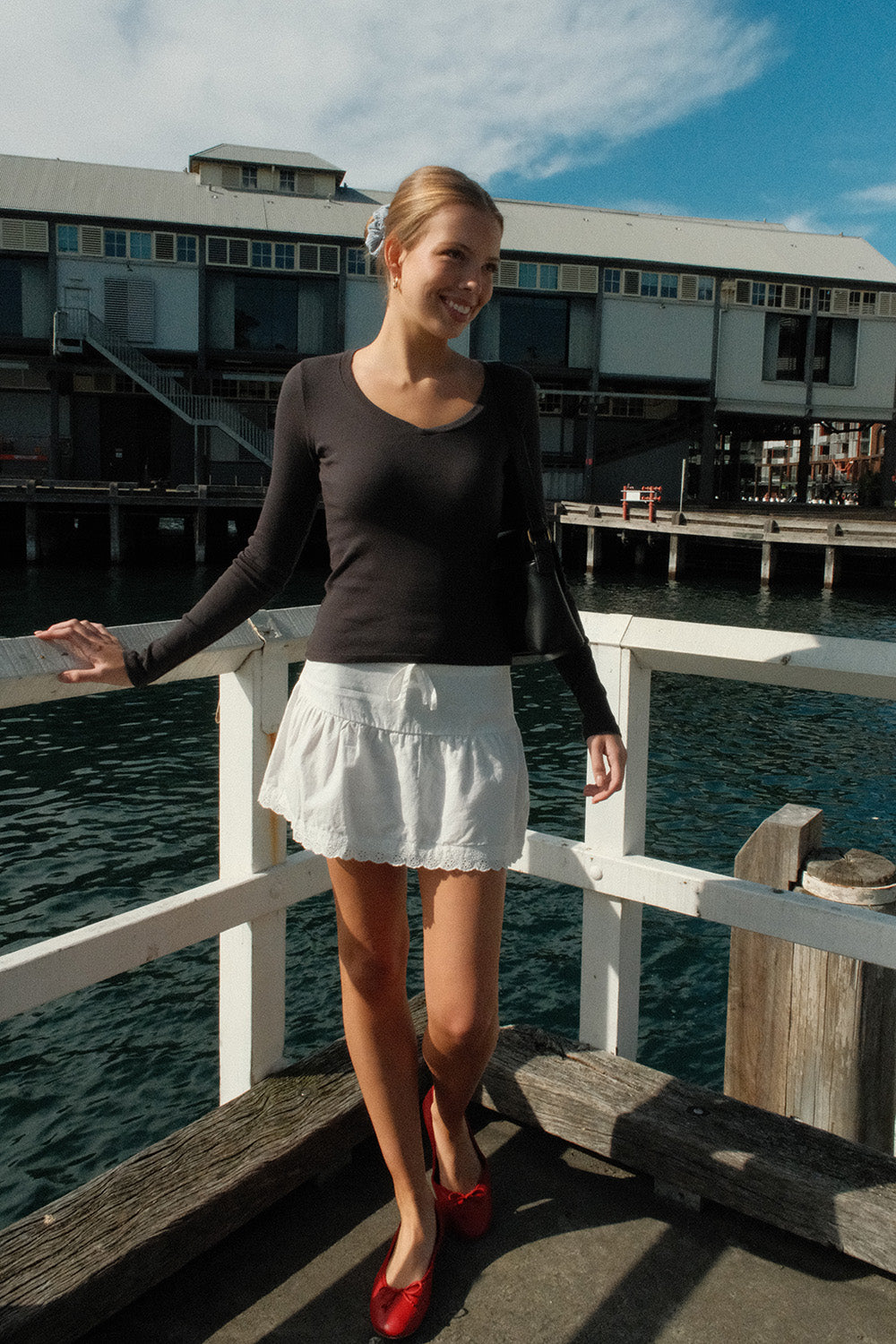 Leah V-neck Top | Brown / XS/S