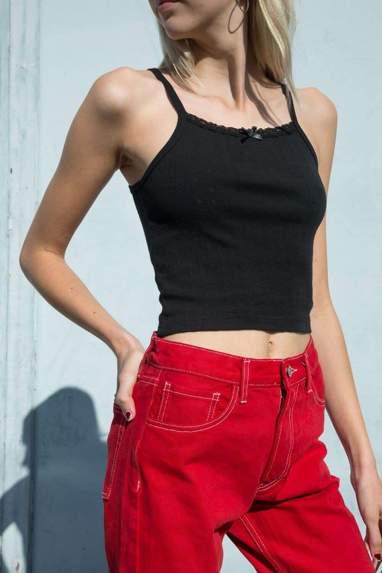Belle Bow Lace Tank | Black / XS/S