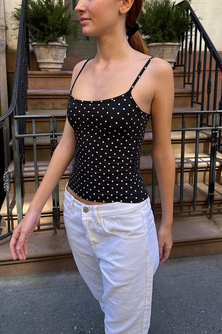 Skyler Polka Dots Tank | Black with White Polka Dots / XS/S