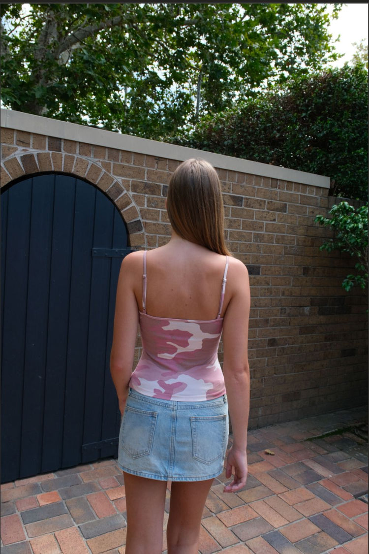 Skyler Light Pink Camouflage Tank | Light Pink Camouflage / XS/S