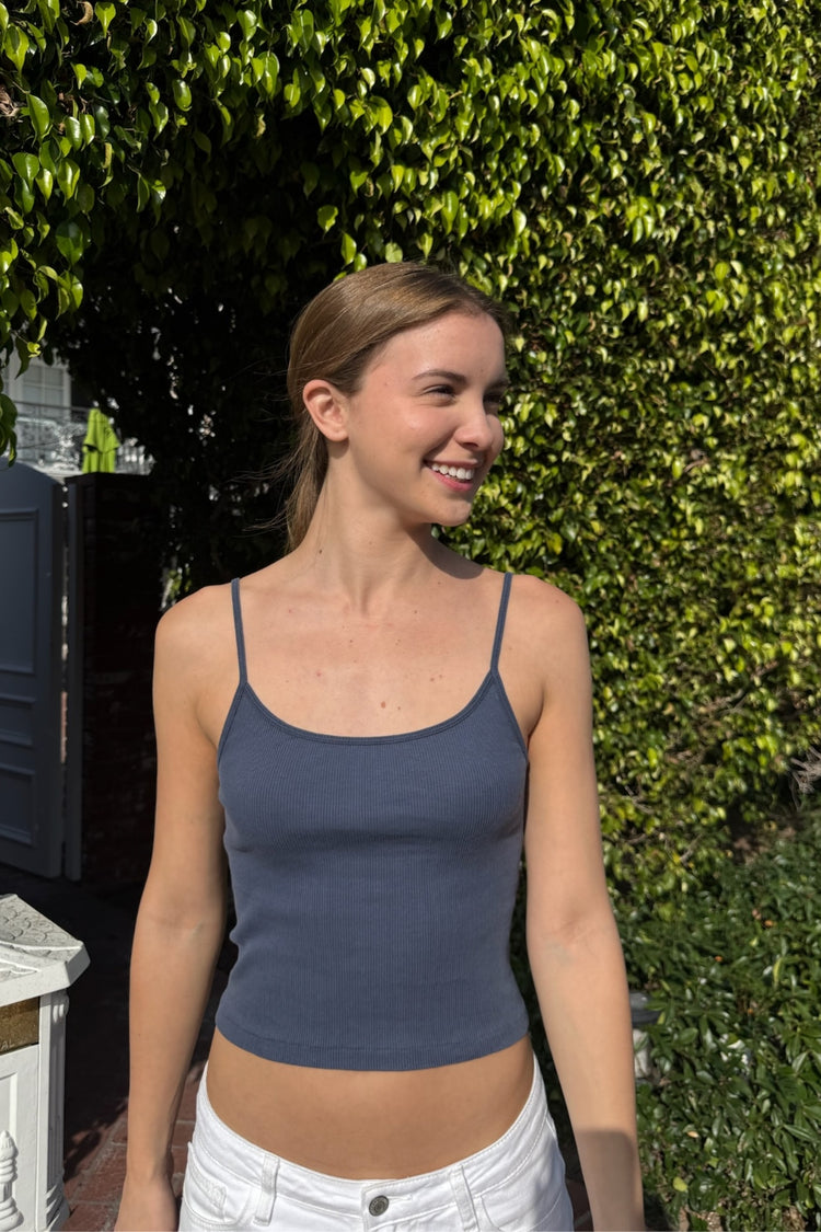 Skylar Ribbed Tank | Faded Blue / XS/S
