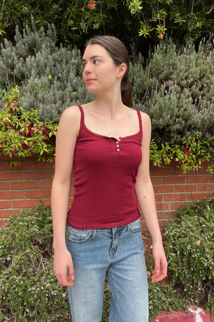 Amaya Lace Tank | Burgundy / XS/S