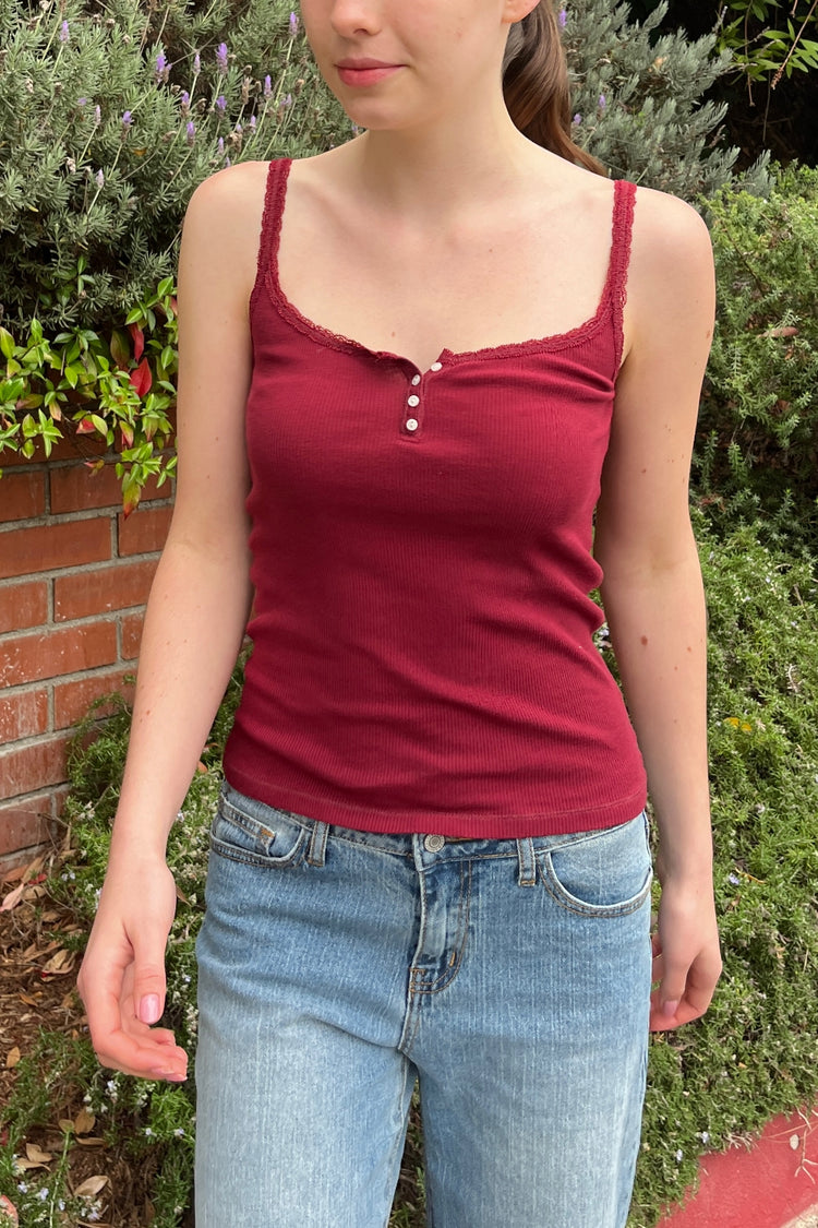 Amaya Lace Tank | Burgundy / XS/S