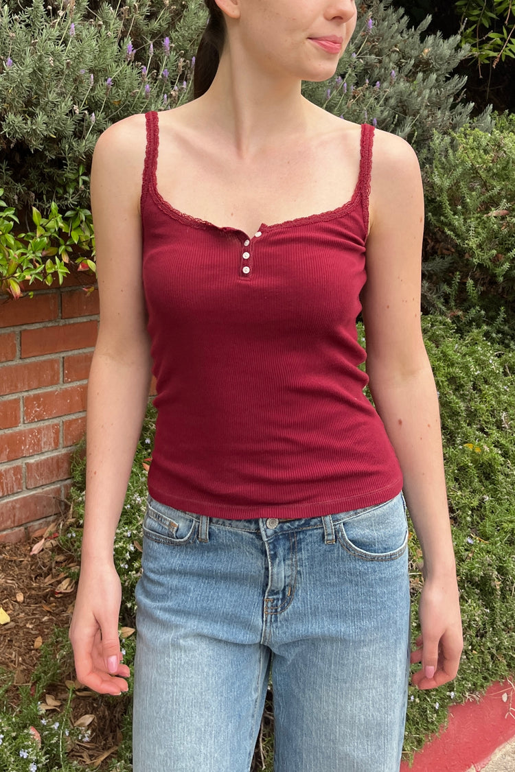 Amaya Lace Tank | Burgundy / XS/S