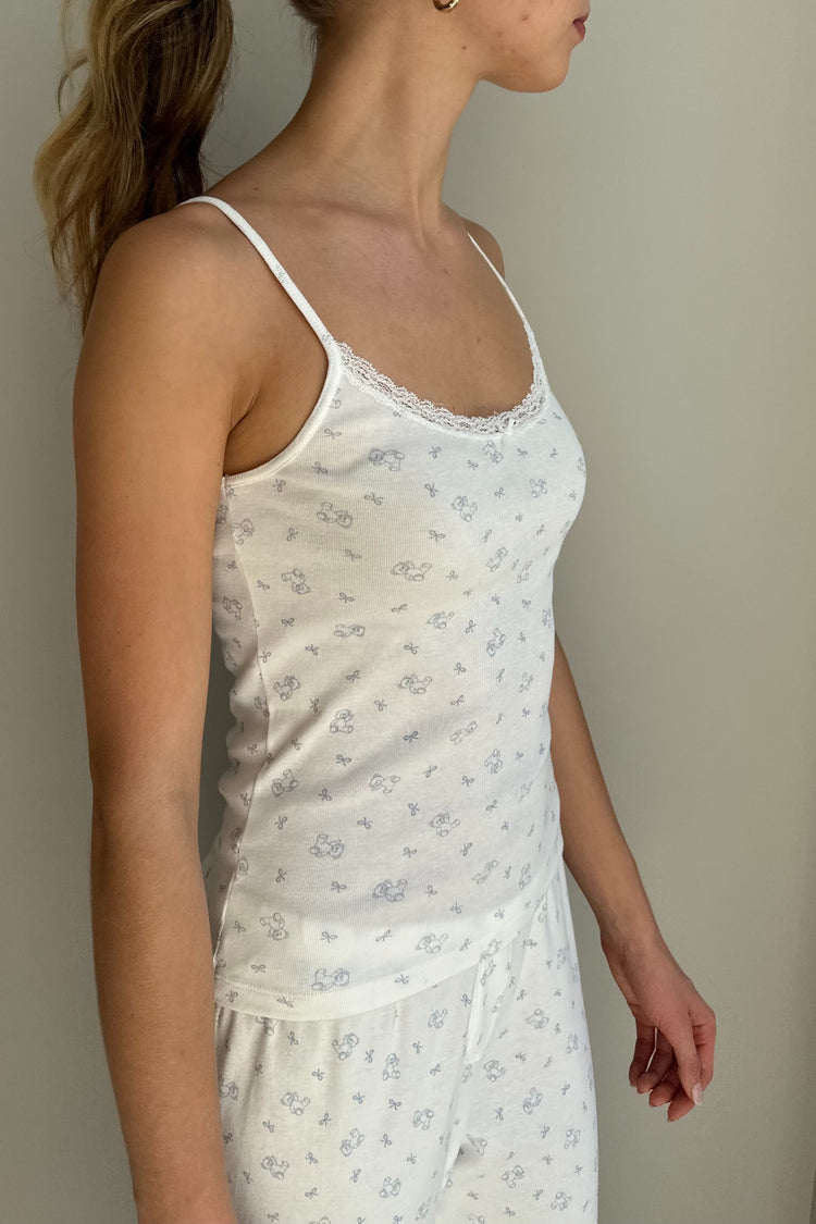 Teddy Lace Tank | Teddy Blue / XS/S