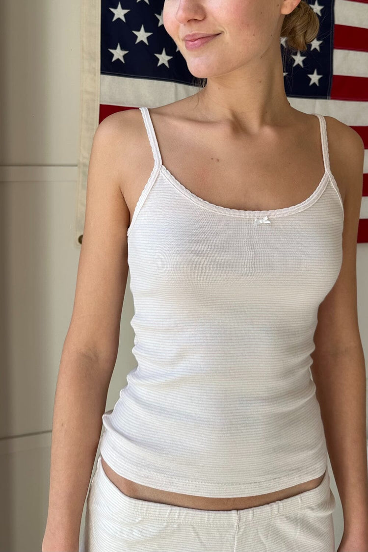 Skylar Striped Tank | Pink With White Stripes