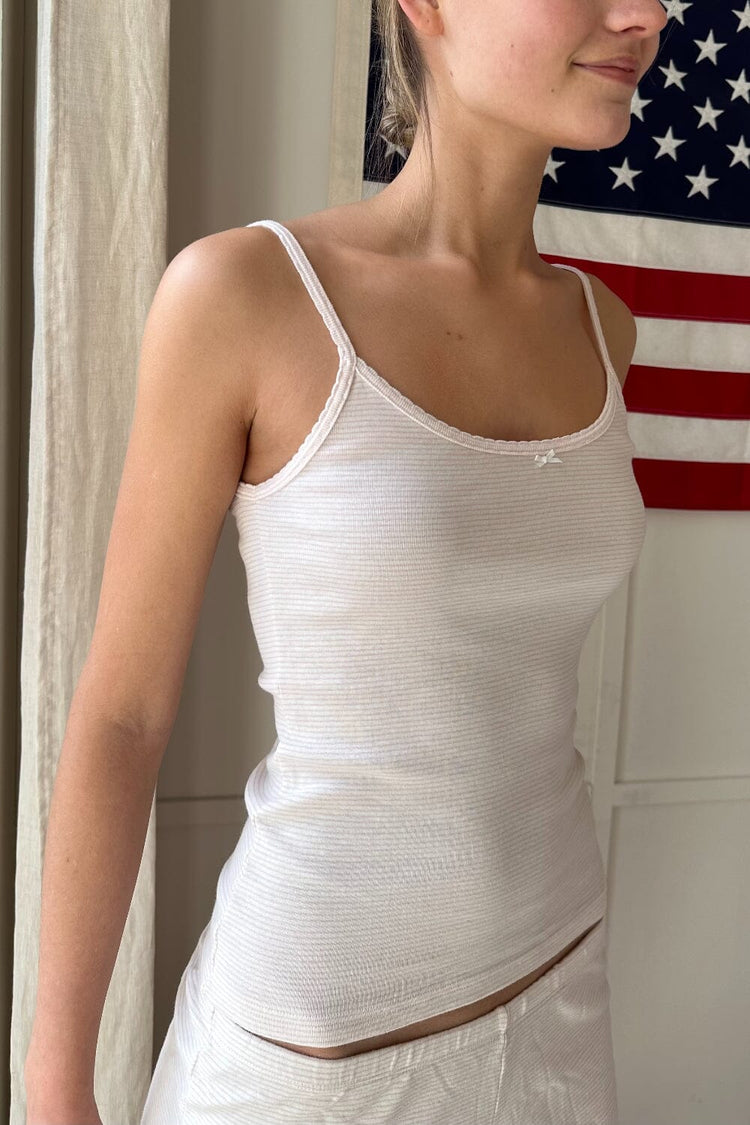 Skylar Striped Tank | Pink With White Stripes
