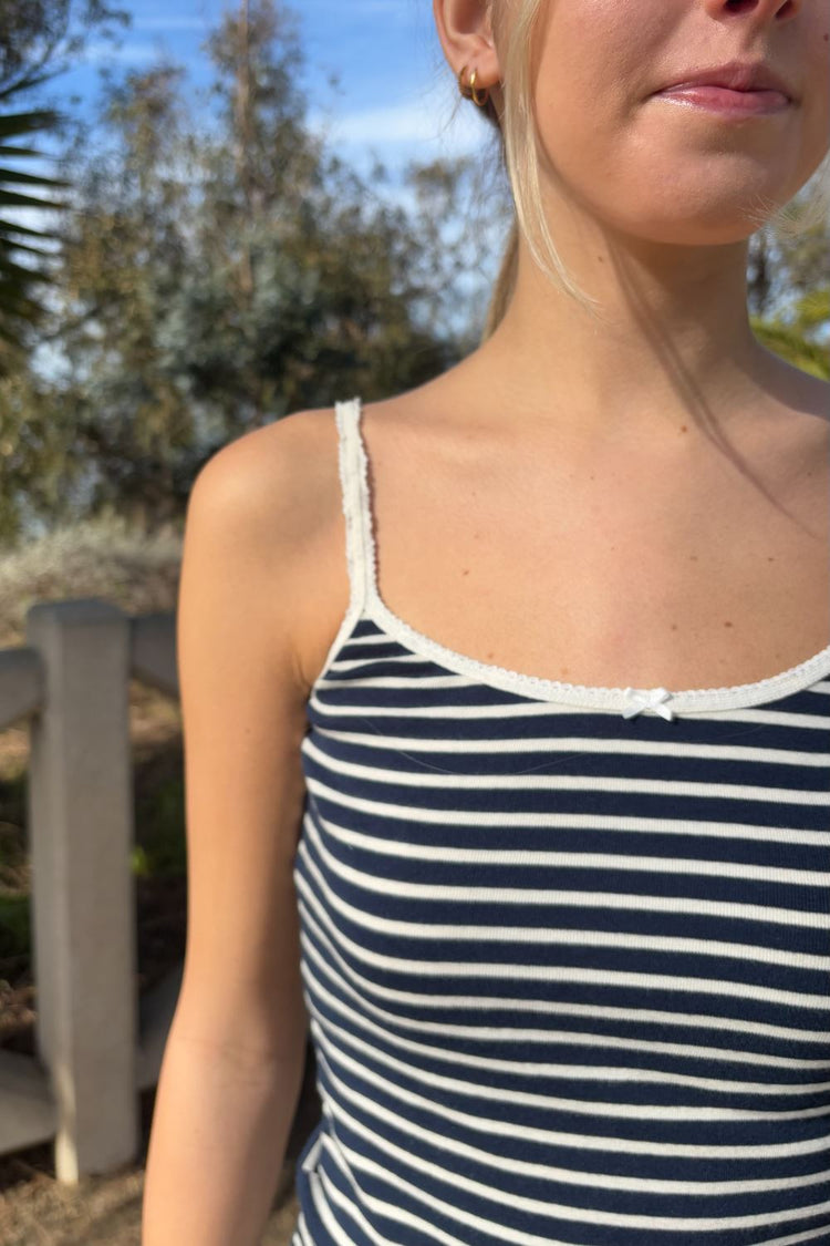 Skylar Striped Tank | Navy Blue White Stripes / S