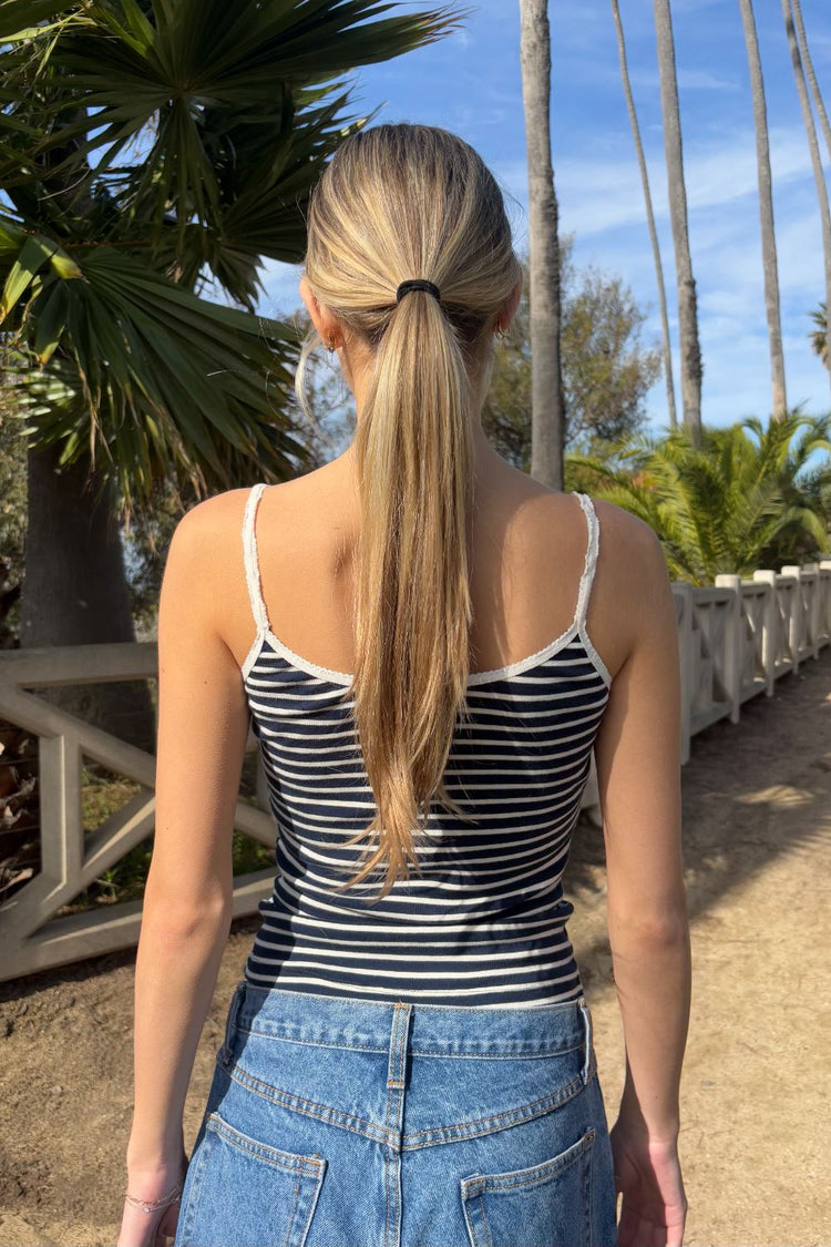 Skylar Striped Tank | Navy Blue White Stripes / S