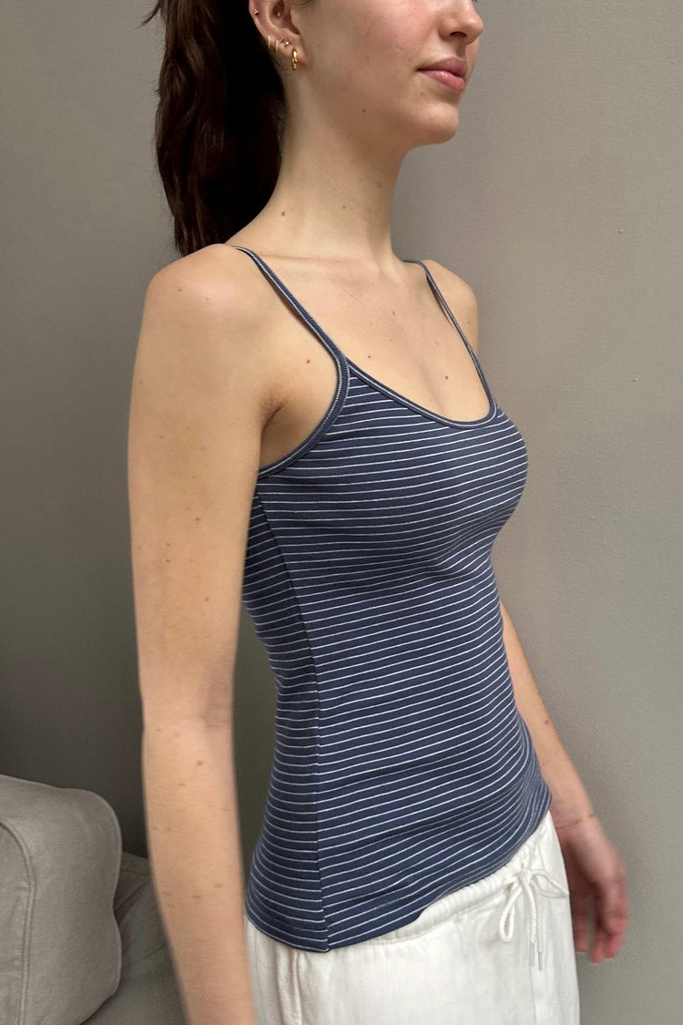 Skylar Stripe Tank | Faded Blue With White Stripes / XS/S