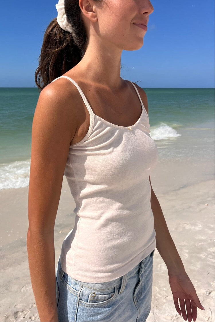 Paige Bow Scalloped Tank | Light Pink / XS/S