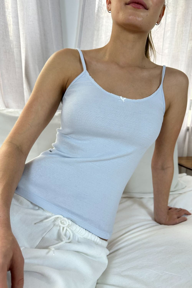 Paige Bow Scalloped Tank | Light Sky Blue / XS/S