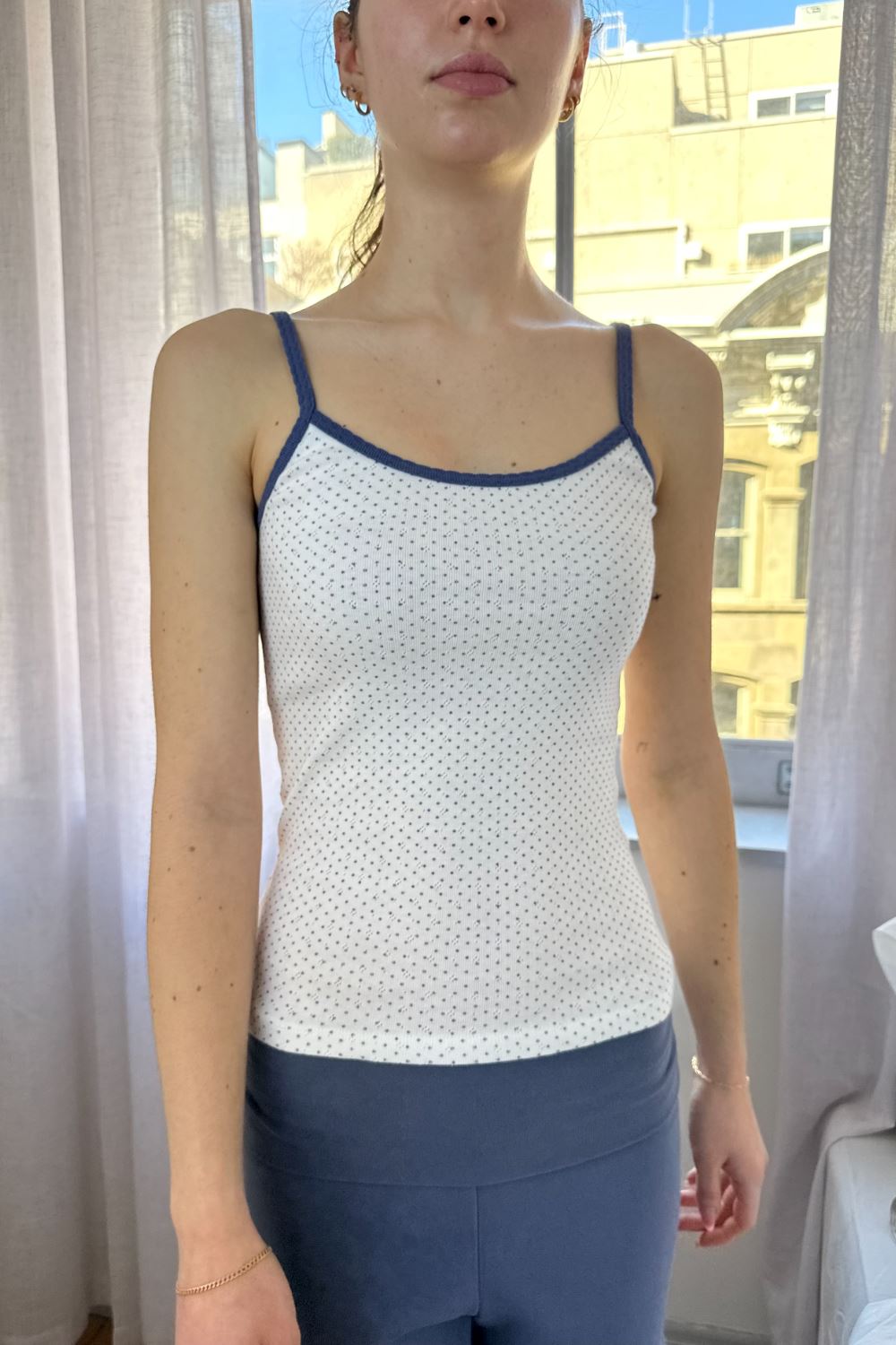 Ivory With Navy Blue Polka Dots / XS/S