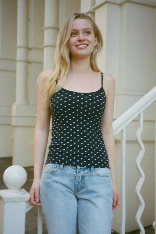 Navy Blue with White Polka Dots