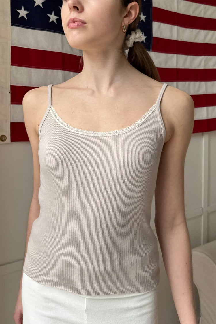 Skylar Lace Tank | Stone Taupe / XS/S