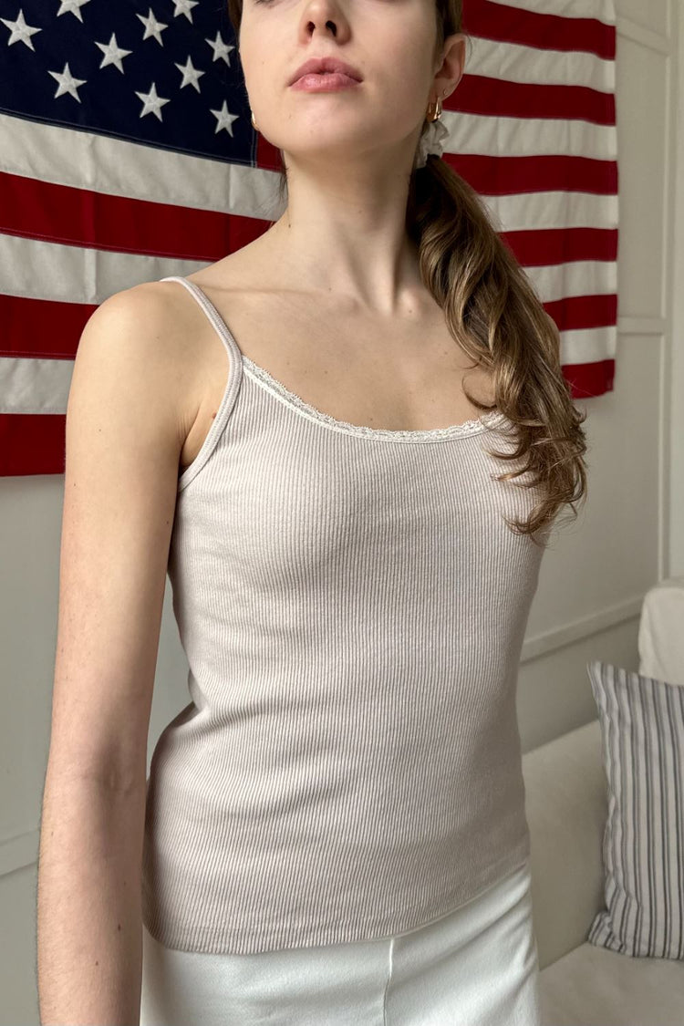 Skylar Lace Tank | Stone Taupe / XS/S