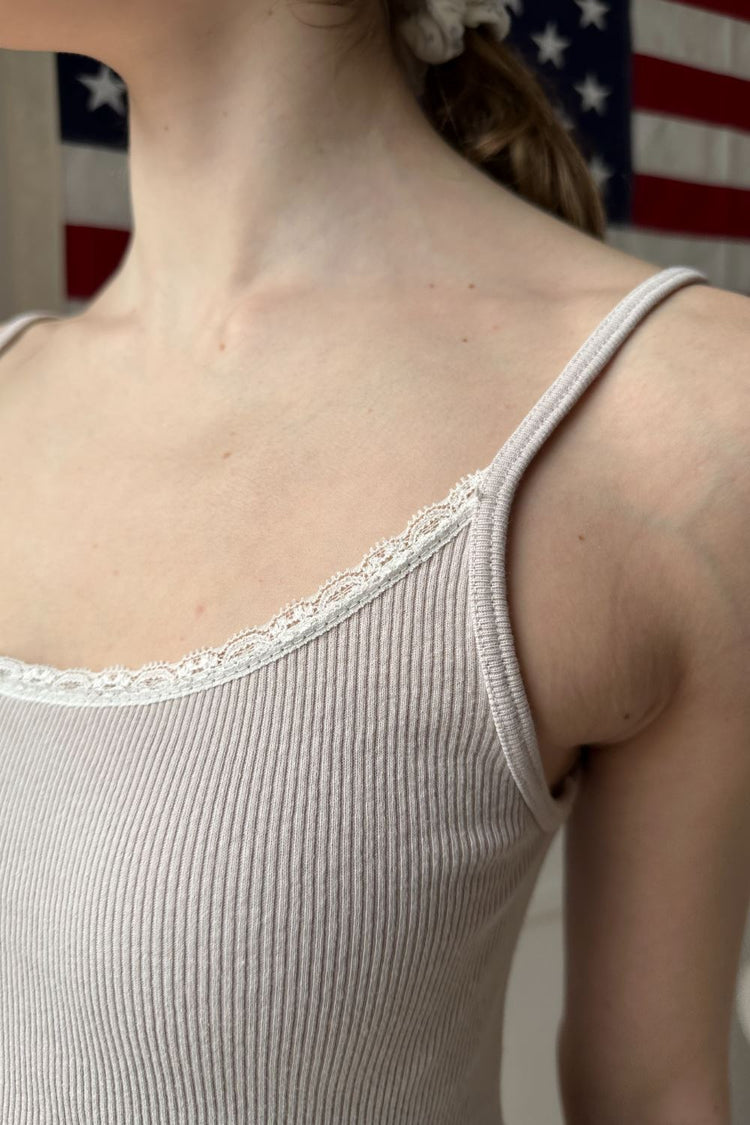 Skylar Lace Tank | Stone Taupe / XS/S
