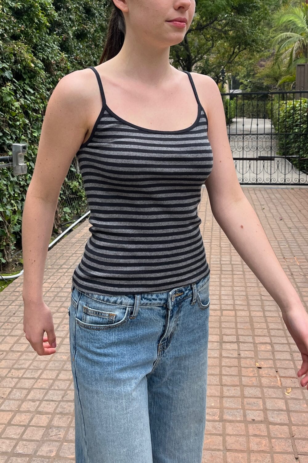 Skylar Striped Tank | Black and Charcoal / XS/S