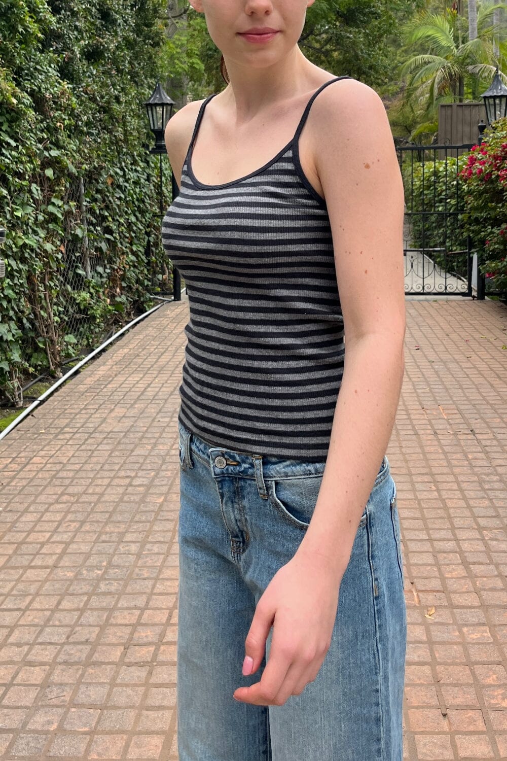 Skylar Striped Tank | Black and Charcoal / XS/S