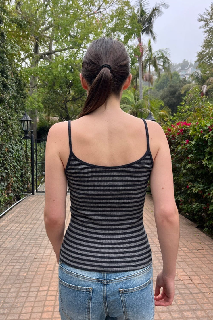 Skylar Striped Tank | Black and Charcoal / XS/S