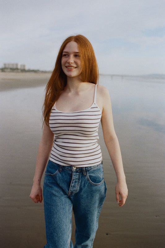 White Faded Navy Blue Stripes / XS/S