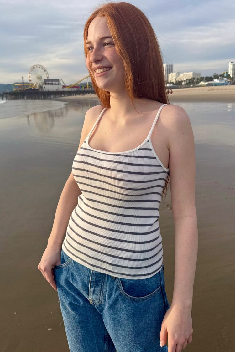 Skylar Striped Tank | White Faded Navy Blue Stripes / XS/S