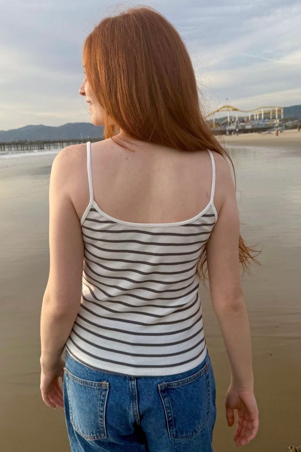 Skylar Striped Tank | White Faded Navy Blue Stripes / XS/S