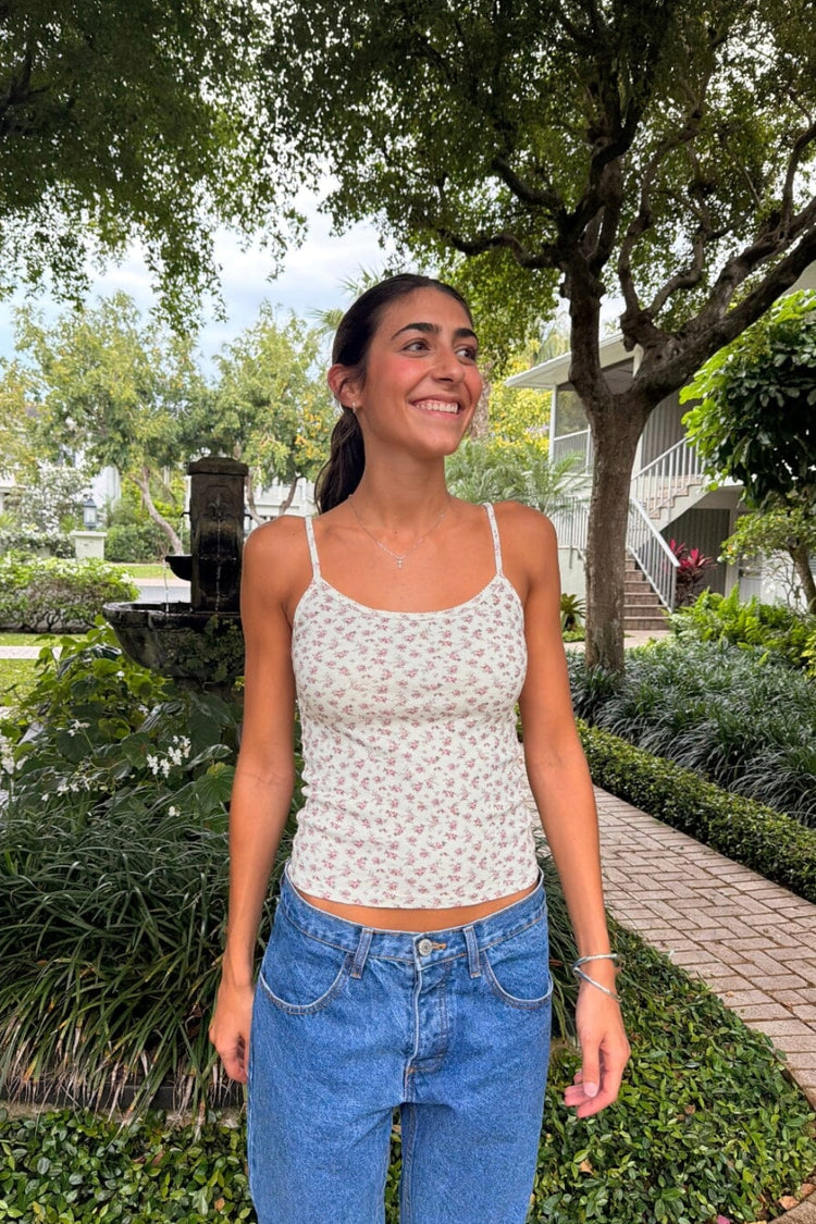 Skylar Floral Tank | White With Red Floral / XS/S