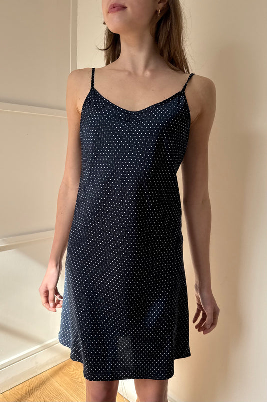 Navy With White Polka Dots