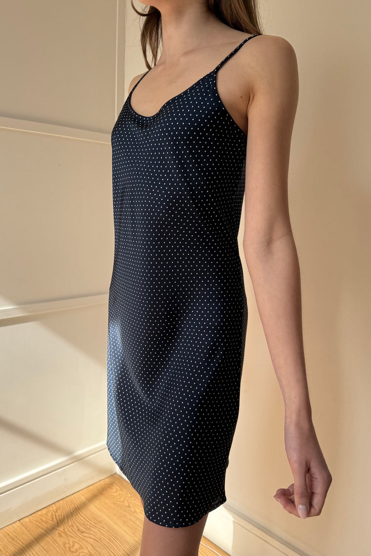Madeleine Polka Dots Dress | Navy With White Polka Dots