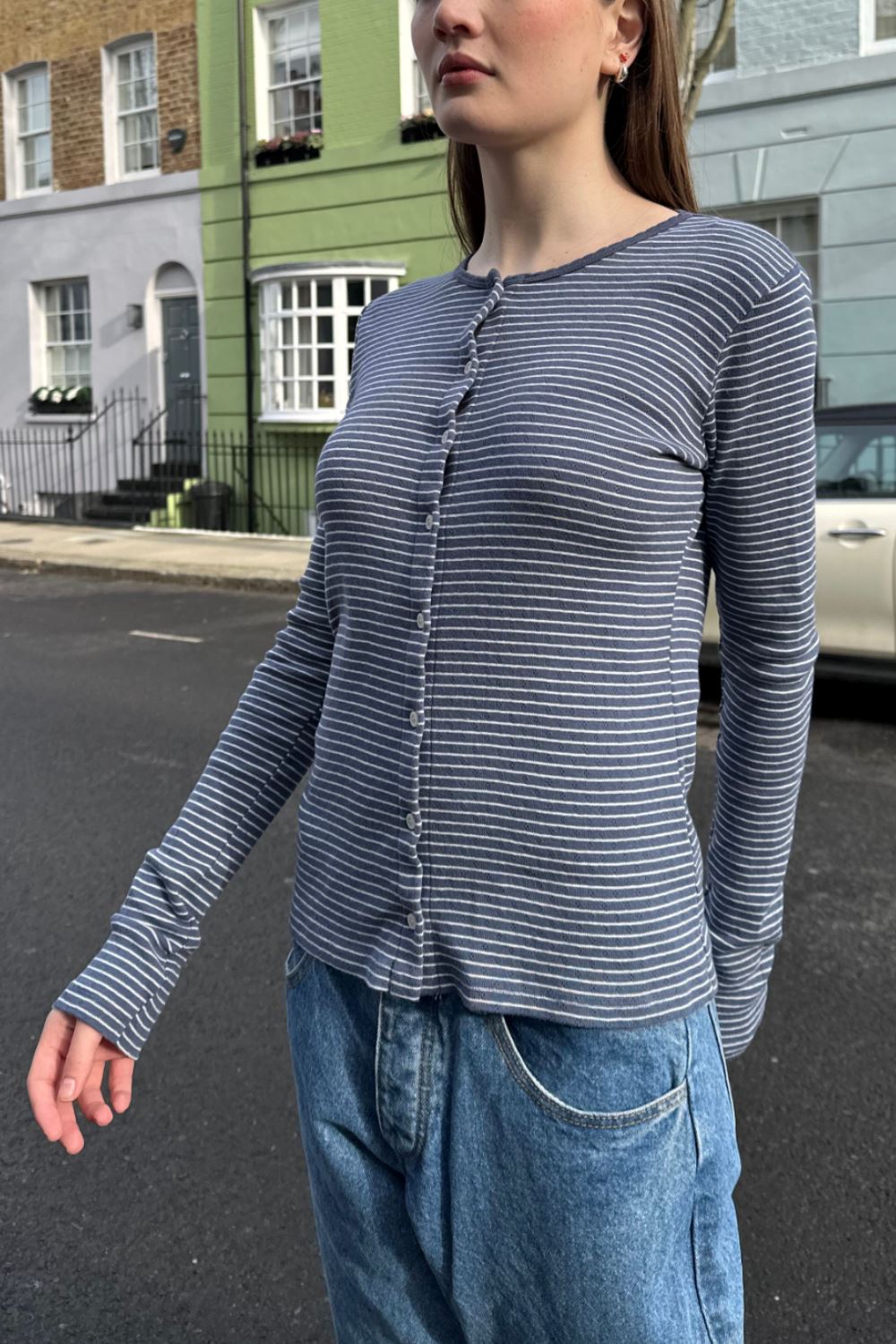 Faded Blue With White Stripes / S
