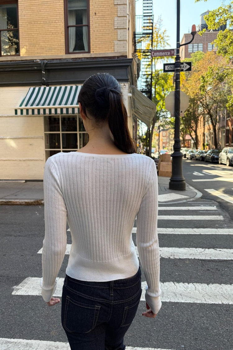 Zelly Ribbed Knit Top | White / XS/S