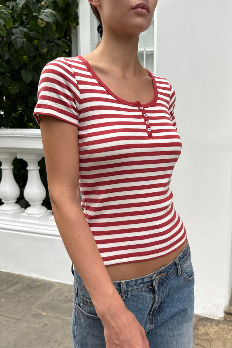 Zelly Stripe Top | Faded Red And White Stripe