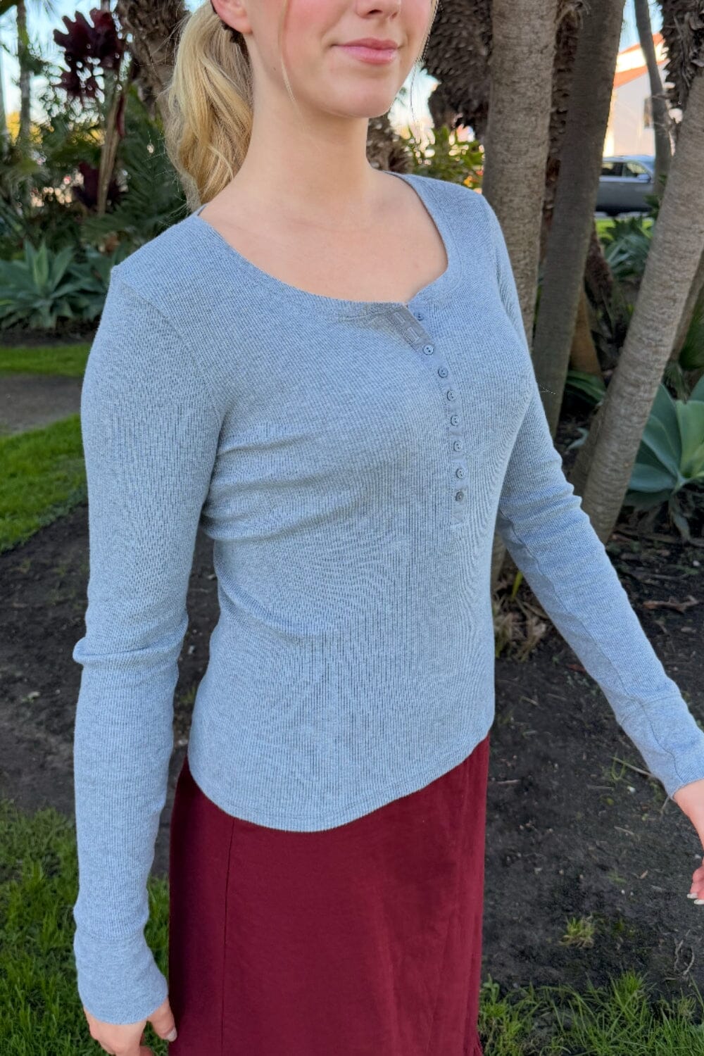 Zelly Ribbed Top | Grey / XS/S