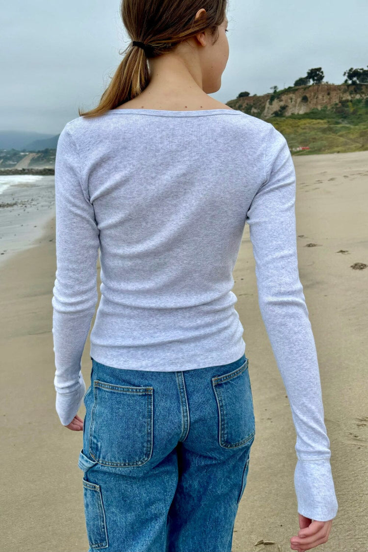 Zelly Long Sleeve Top | Silver Grey / S