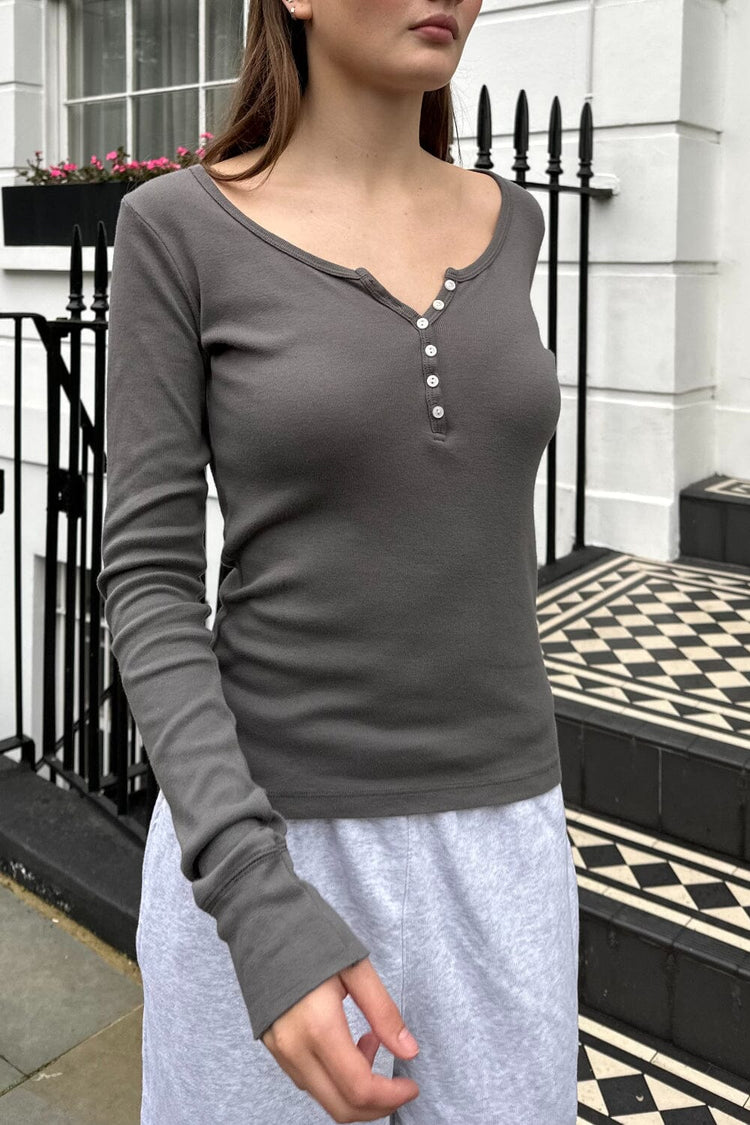 Zelly Long Sleeve Top | Dark Grey / S