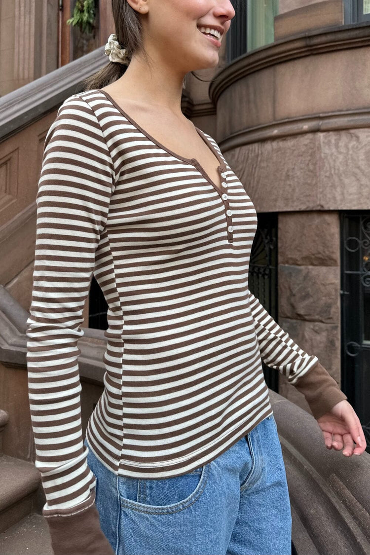 Gestreiftes Oberteil Zelly | Ivory Brown Thick Stripes / XS/S