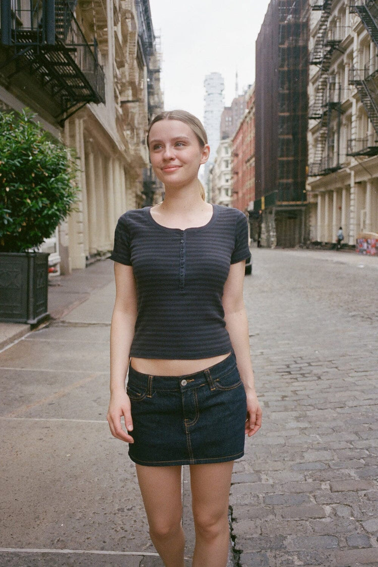 Zelly Striped Top | Deep Purple And Navy Stripes / XS/S